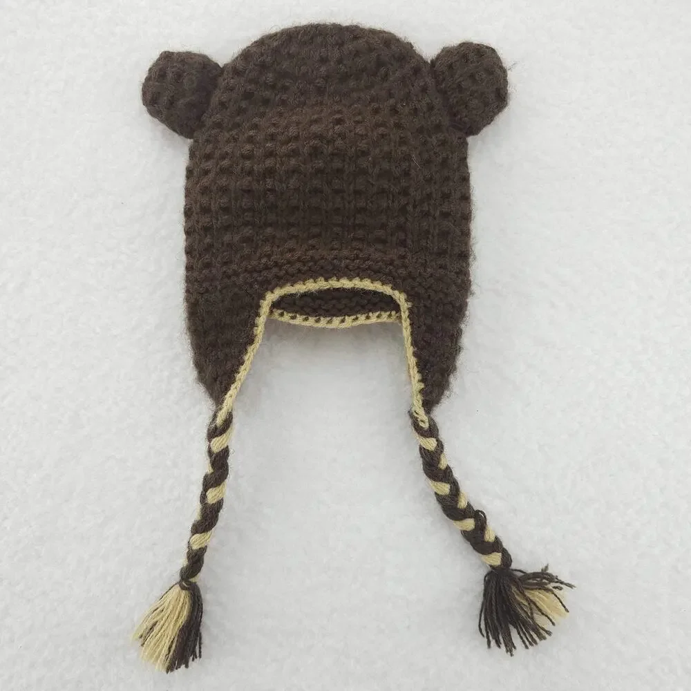 Monkey Knitted Beanie Alpaca Peru Andes Gifts Hat Cap Fitted Youth Small Brown